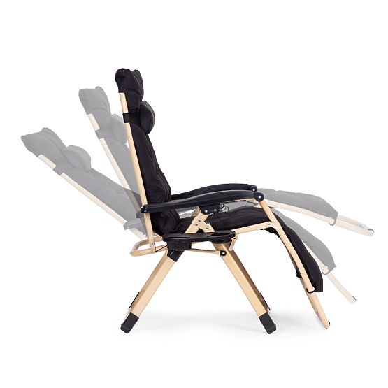 Vrtni ležalnik s črno blazino in nastavljivim naslonjalom, zlati okvir MultiGarden