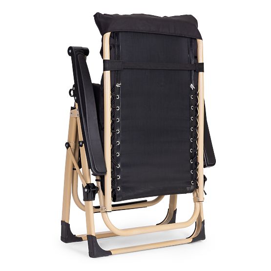 Vrtni ležalnik s črno blazino in nastavljivim naslonjalom, zlati okvir MultiGarden