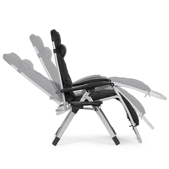 Vrtni ležalnik s prilagodljivim naslonjalom in blazino + naslon za glavo črne barve MultiGarden