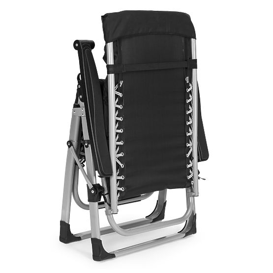 Vrtni ležalnik s prilagodljivim naslonjalom in blazino + naslon za glavo črne barve MultiGarden