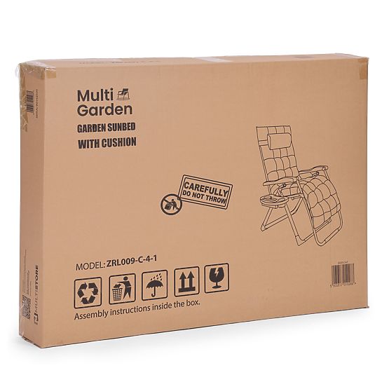 Vrtni ležalnik s prilagodljivim naslonjalom in blazino + naslon za glavo črne barve MultiGarden