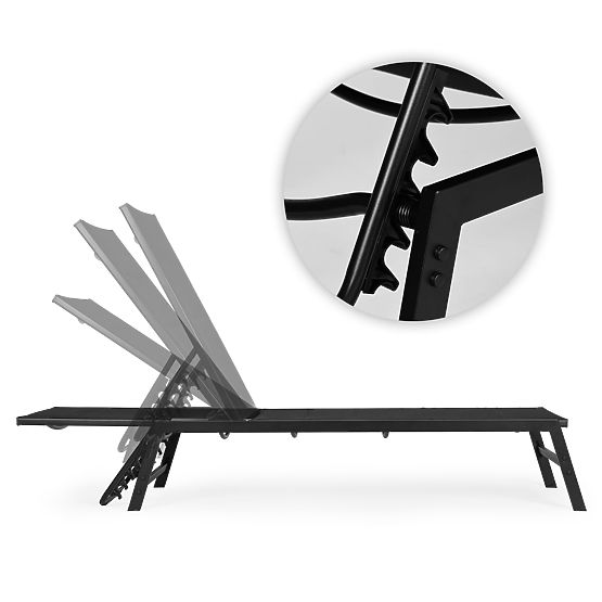 Vrtni ležalnik s prilagodljivim naslonjalom, jeklena konstrukcija, črna MultiGarden