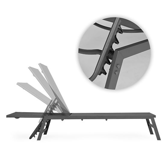 Vrtni ležalnik s prilagodljivim naslonjalom, jeklena konstrukcija, siva MultiGarden