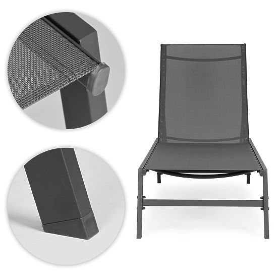 Vrtni ležalnik s prilagodljivim naslonjalom, jeklena konstrukcija, siva MultiGarden