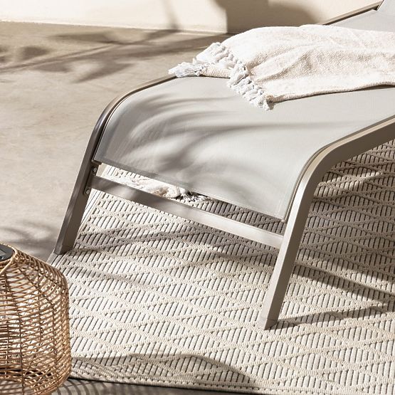 Vrtni ležalnik Sandy nastavljiv, svetlo siv/bež