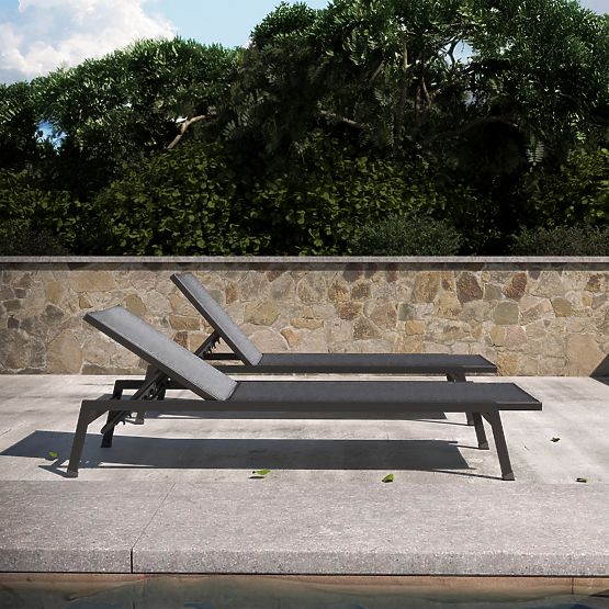 Vrtni ležalnik Shelly nastavljiv, aluminijast, grafitni