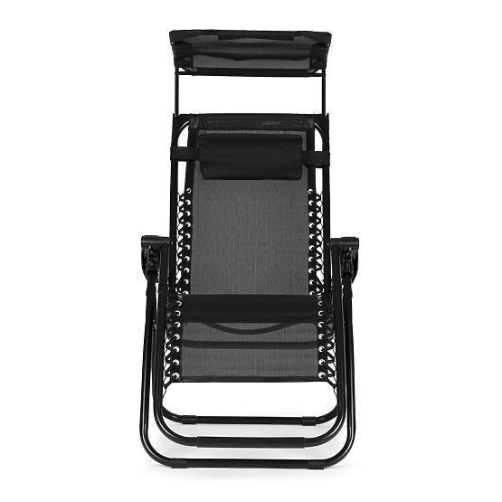 Vrtni ležalnik z nastavljivim naslonjalom in premično streho Modernhome - črn