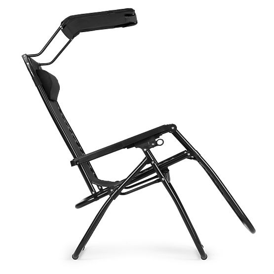 Vrtni ležalnik z nastavljivim naslonjalom in premično streho Modernhome - črn