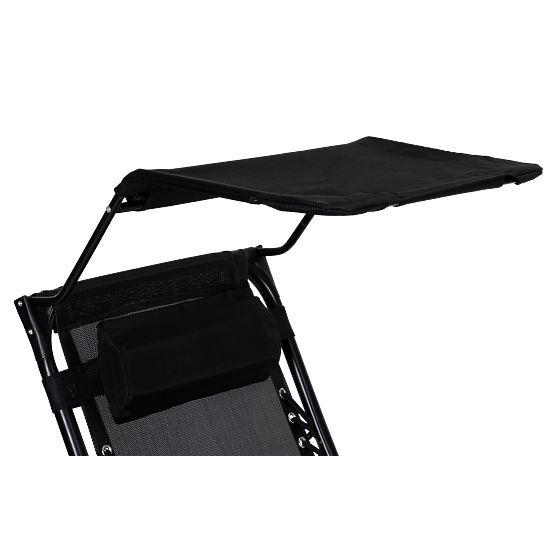 Vrtni ležalnik z nastavljivim naslonjalom in premično streho Modernhome - črn