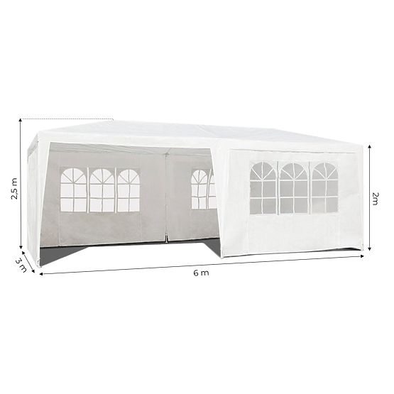 Vrtni paviljon 3x6 m 6 sten bel MultiGarden