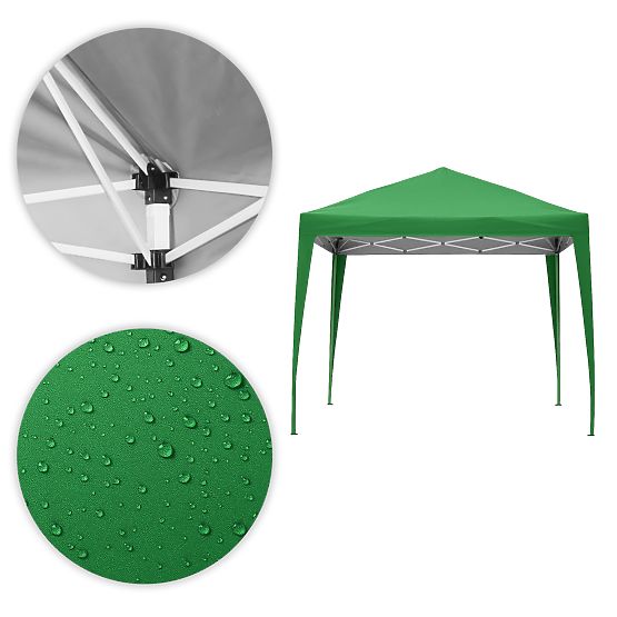 Vrtni paviljonski šotor 3x3 m samodejno zložljiv + 4 stranske stene MultiGarden