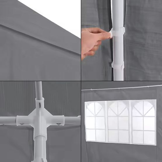 Vrtni paviljonski šotor 3x9 m 8 sten siv MultiGarden