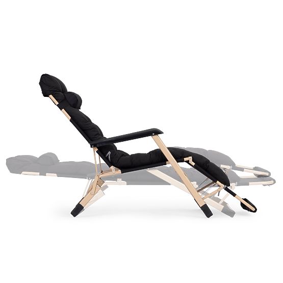 Vrtni plažni ležalnik 2v1 s blazino, nastavljivim naslonom za noge, črn, zlati okvir MultiGarden