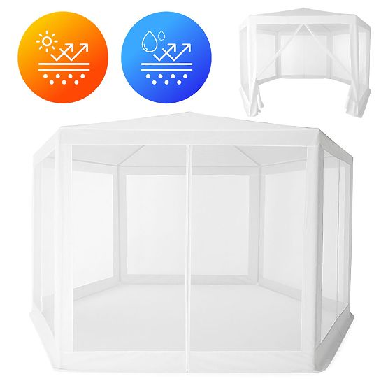 Vrtni poslovni paviljonski šotor 2x2x2 m z mrežo proti komarjem bel MultiGarden