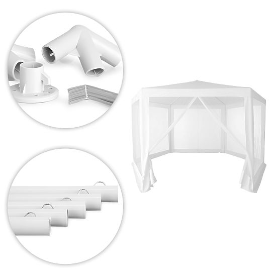 Vrtni poslovni paviljonski šotor 2x2x2 m z mrežo proti komarjem bel MultiGarden