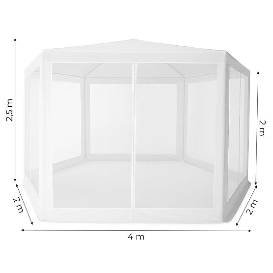 Vrtni poslovni paviljonski šotor 2x2x2 m z mrežo proti komarjem bel MultiGarden
