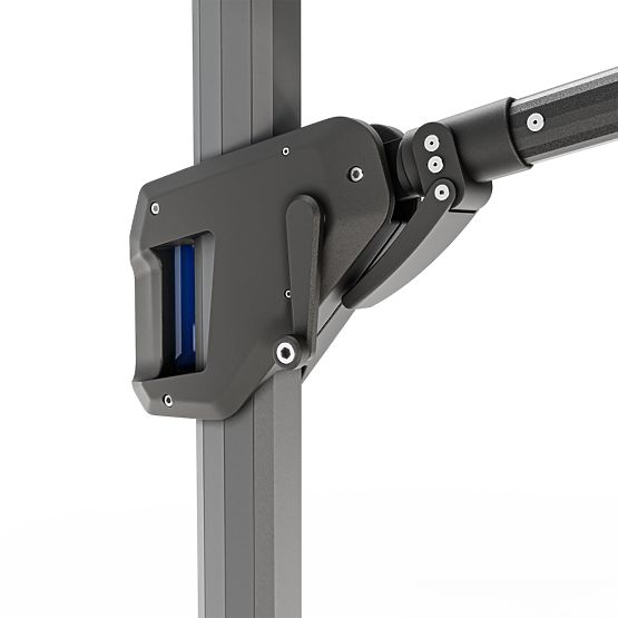 Vrtni senčnik na roki Shade 4x3 m z ovitkom, vrtljiv 360°, siv