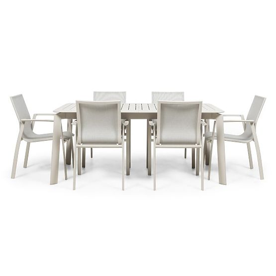Vrtni set Canelli, raztegljiva miza 175-234 cm + 6 stolov, aluminij, svetlo bež