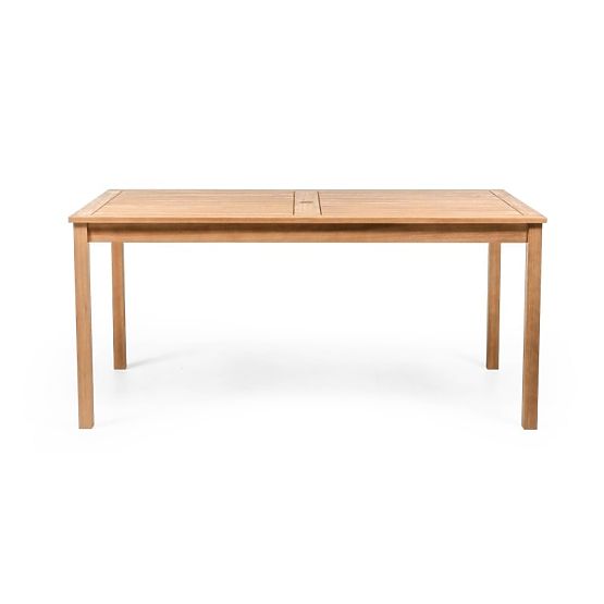 Vrtni set Familis miza 160 cm + 4 stoli s nastavljivimi naslonjali in krem blazinami, les