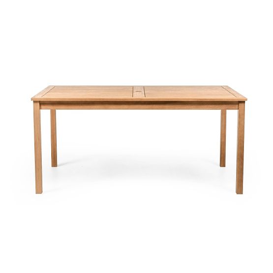 Vrtni set Familis miza 160 cm + 6 stolov z nastavljivimi naslonjali in krem blazinami, les