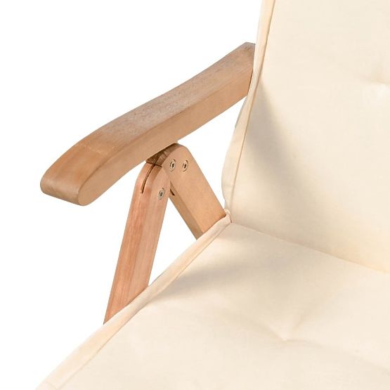 Vrtni set Familis miza 160 cm + 6 stolov z nastavljivimi naslonjali in krem blazinami, les