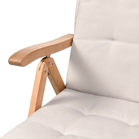 Vrtni set Familis miza 160 cm + 6 stolov z nastavljivimi naslonjali in svetlo sivimi blazinami