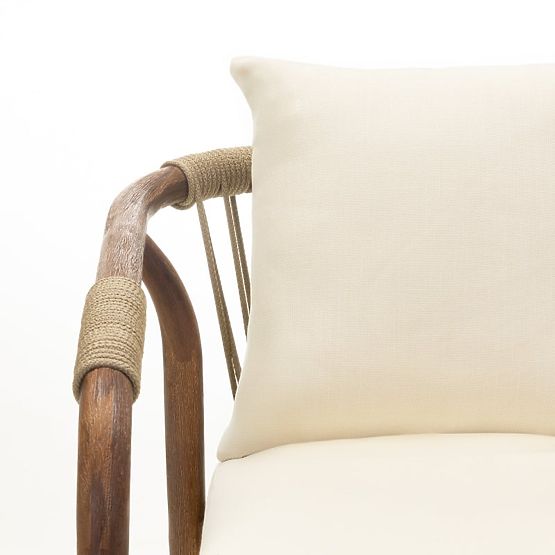 Vrtni set Rovigo miza s kamnito ploščo 220 cm in 4 stoli s pleteno vrvjo, temen les