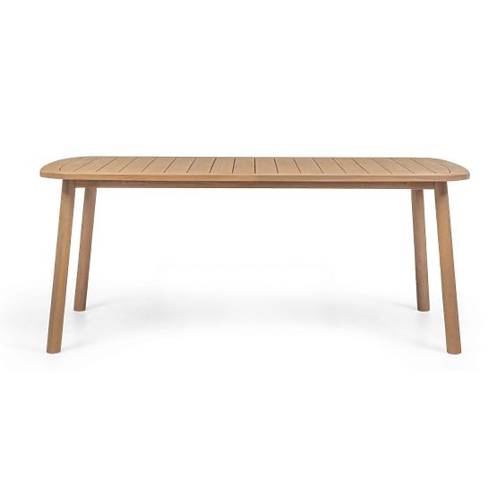 Vrtni set Satori, miza 183 cm + 6 stolov, akacijev les FSC, videz tika, bež, zaobljen