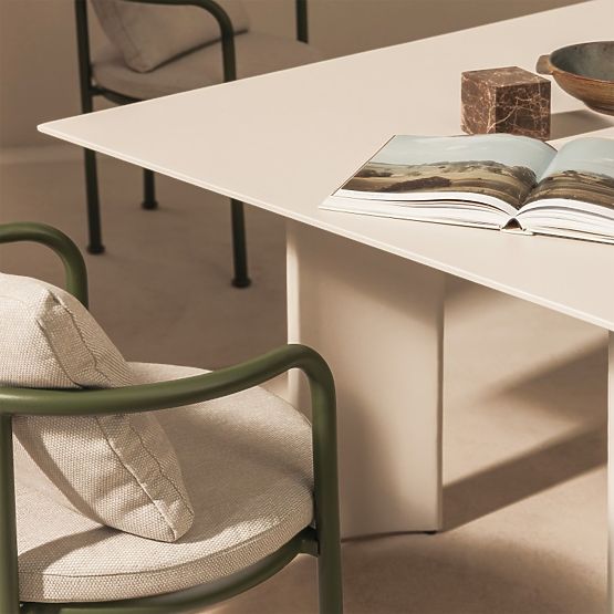 Vrtni stol Amarello aluminijast, svetlo bež/zelen, zaobljen