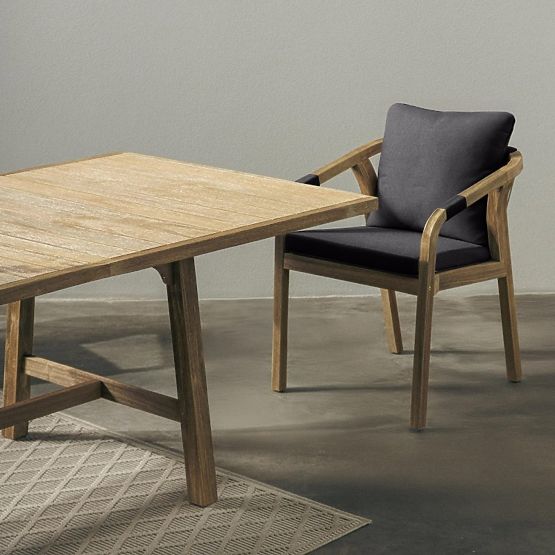 Vrtni stol Castello s pletenjem, akacijev les FSC, videz tika, temno siva