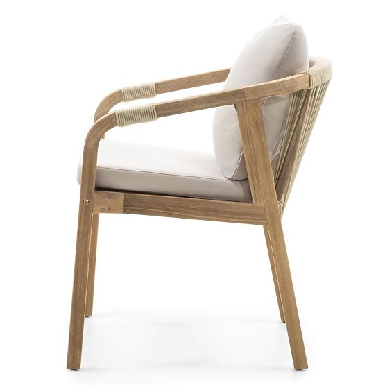 Vrtni stol Castello s pletenjem, akacijev les FSC, videz tikovine, bež