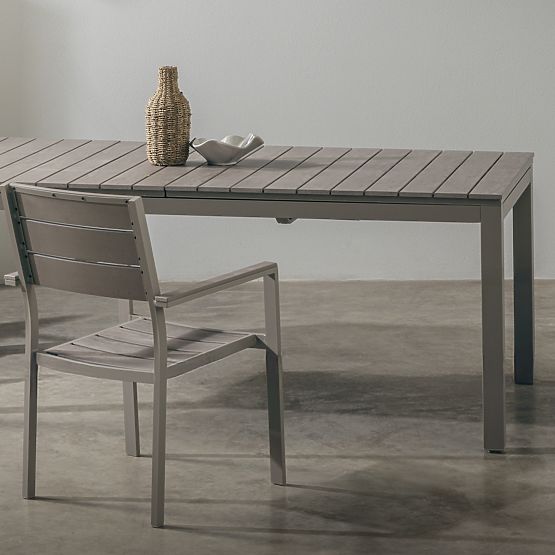 Vrtni stol Drillo aluminij, bež-siv, polywood