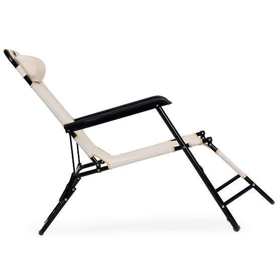 Vrtno ležalnik s vzglavnikom zložljiva konstrukcija bež