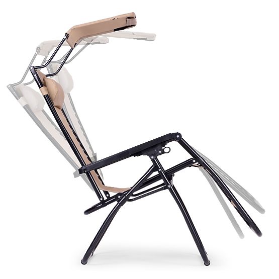 Vrtno plažno ležalnik z nastavljivim naslonjalom in premično streho Modernhome - bež