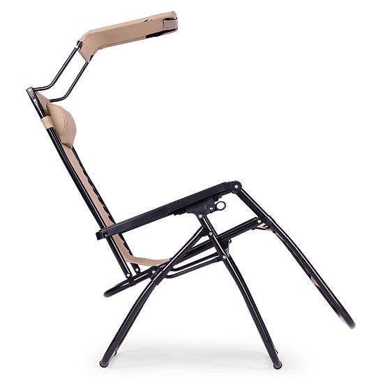 Vrtno plažno ležalnik z nastavljivim naslonjalom in premično streho Modernhome - bež