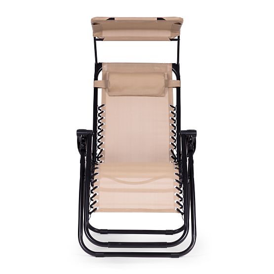 Vrtno plažno ležalnik z nastavljivim naslonjalom in premično streho Modernhome - bež