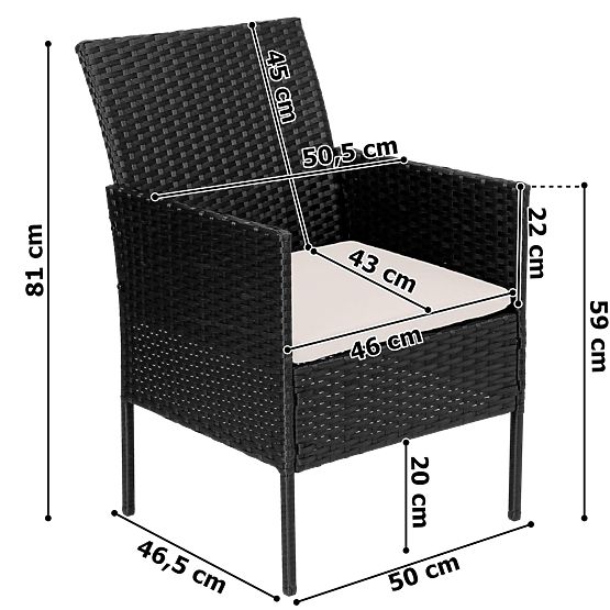 Vrtno pohištvo iz tehnoratana set 4v1 MAGNOLIA črna bež blazine