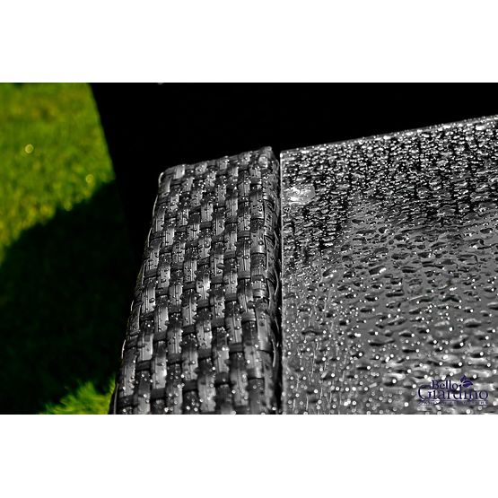 Vrtno pohištvo iz tehnoratana (sofa 123cm, 2 x fotelj + miza) UNICO črno