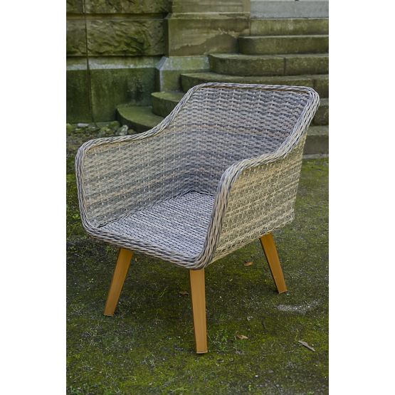 Vrtno pohištvo iz tehnoratana (velika 3-sedežna zofa + 2 fotelja + miza) LARGO Siva mešanica