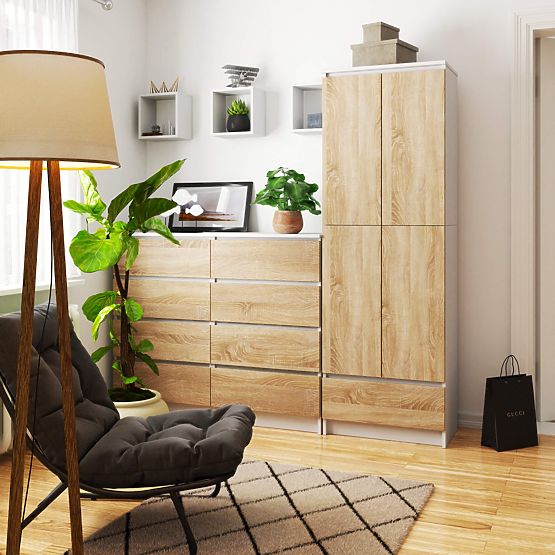 ZAPRTA KNJIŽNICA R60 2D 1SZ CLP PK BELA / SONOMA