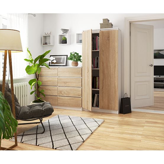 ZAPRTA KNJIŽNICA R80 2D 8P CLP BELA / SONOMA