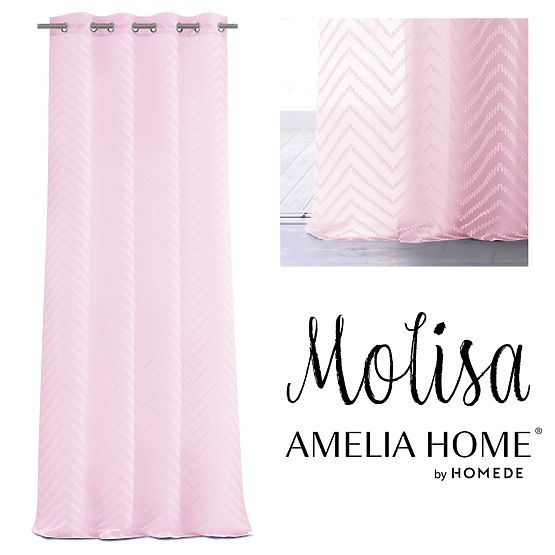 Zaves MOLISA roza barva vezen motiv boho srebrne obročki voil 140x270 ameliahome