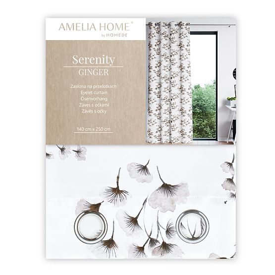 Zaves SERENITY bela barva tiskani rastlinski motiv klasični stil srebrne kovinske obročke