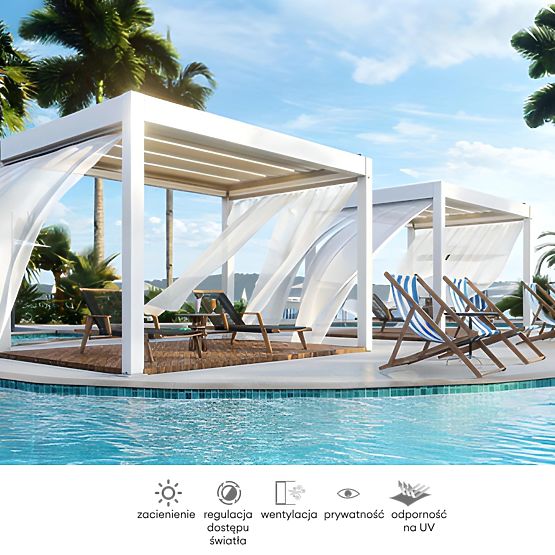 Zavesa 372,5 cm za stran pergole 4 m, bela