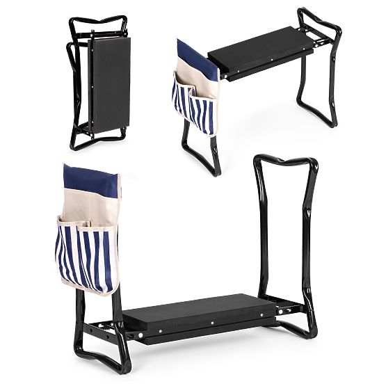 Zložljiv klečalnik - stol za delo na vrtu 2v1 - modra