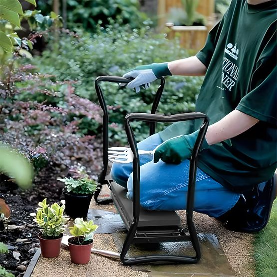 Zložljiv klečalnik - stol za delo na vrtu 2v1 - modra