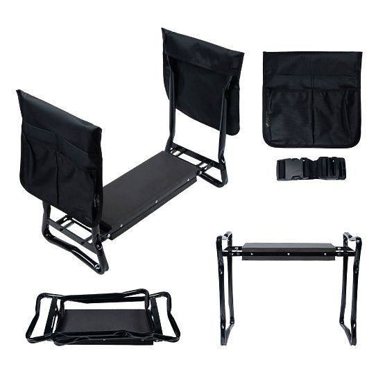 Zložljiv klečeči stol za delo na vrtu z orodnim pasom in 2 organizatorjema