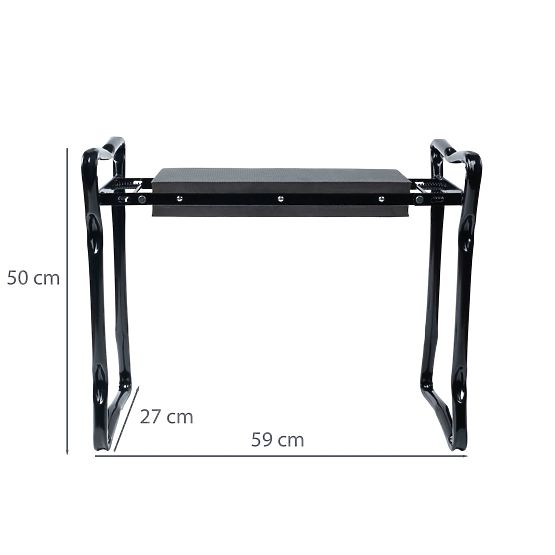 Zložljiv klečeči stol za delo na vrtu z orodnim pasom in 2 organizatorjema