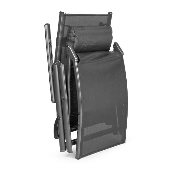 Zložljiv vrtni ležalnik za plažo z nastavljivim naslonjalom, jeklena konstrukcija, siv MultiGarden