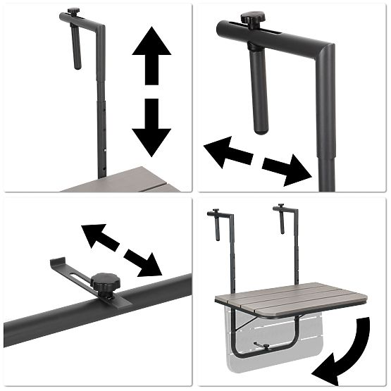 Zložljiva balkonska miza ARETTO siva